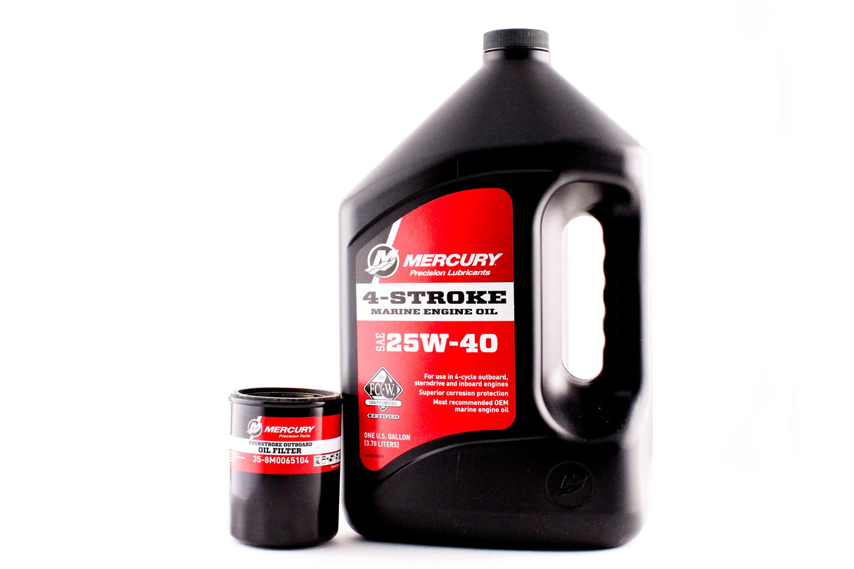 Mercury Marine 25 30 40 50 & 60 HP Four Stroke Outboard FC-W 25W-40 Oil Change Kit