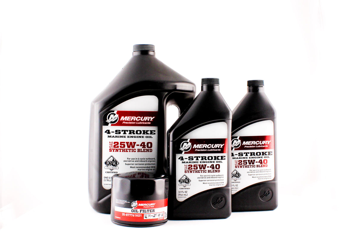 Mercury Marine 75 90 & 115 HP EFI Four Stroke Outboard FC-W 25W-40 Synthetic Blend Oil Change Kit