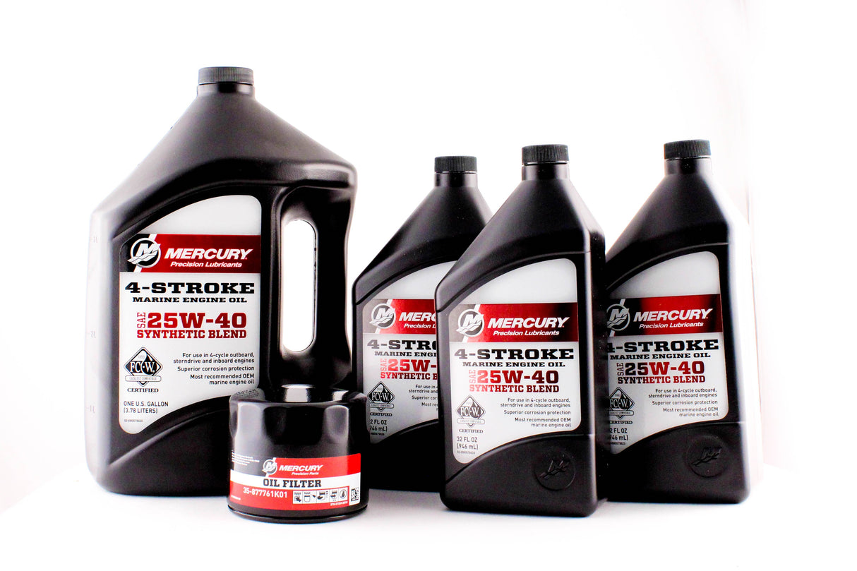 Mercury Marine 150 HP EFI Four Stroke Outboard FC-W 25W-40 Synthetic Blend Oil Change Kit
