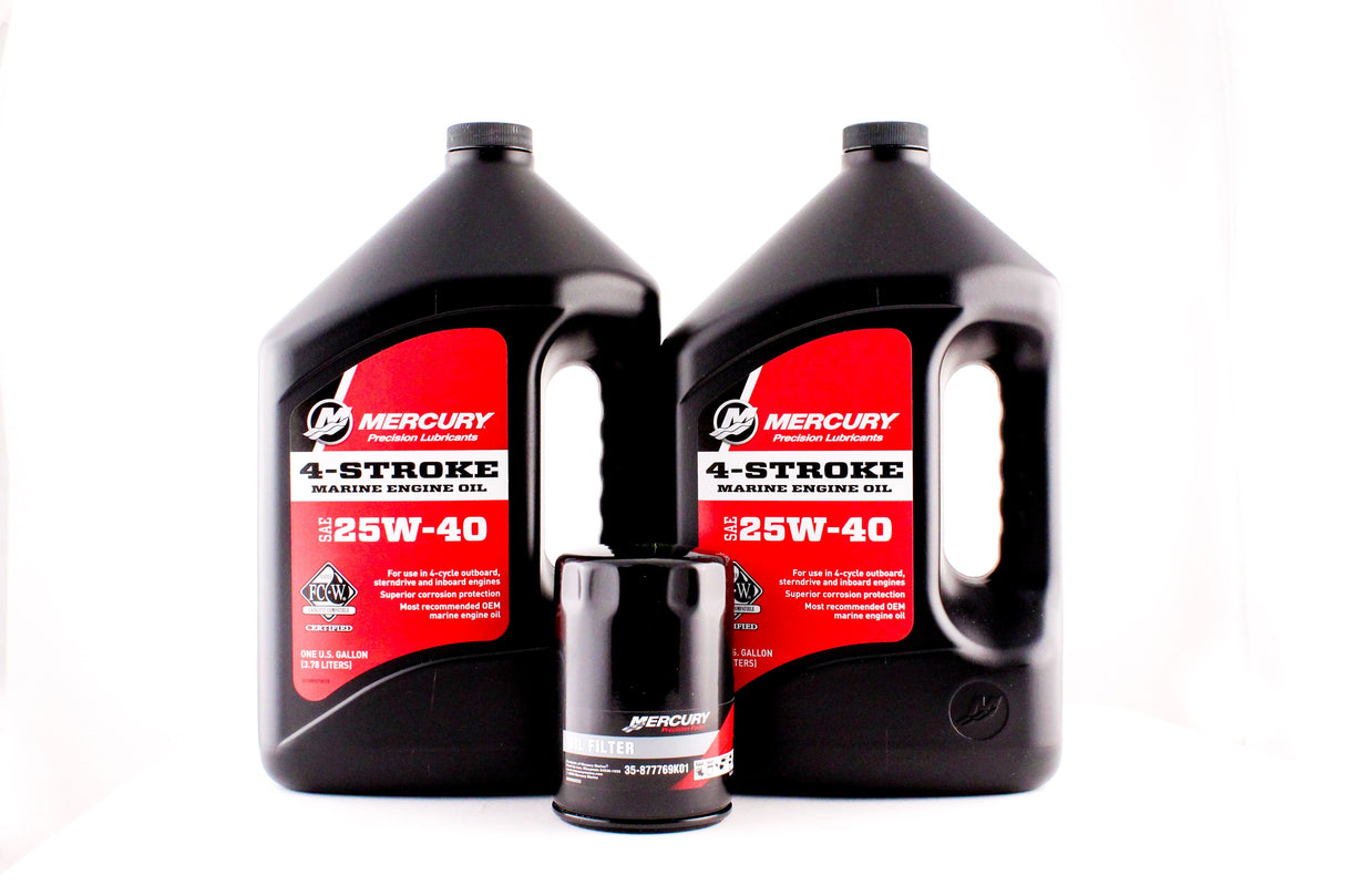 Mercury Marine 200 225 250 275 300 350 & 400R HP Verado Four Stroke Outboard FC-W 25W-40 Oil Change Kit