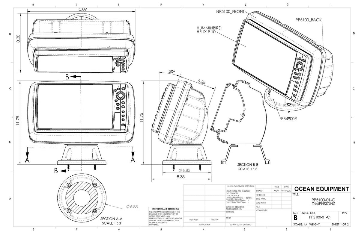 NavPod - PowerPod Pre-Cut f/Humminbird HELIX 10 HELIX 9 Series - Carbon Black - PP5100-01-C