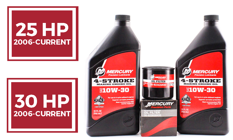Mercury Marine 25 & 30 HP Four Stroke Outboard FC-W 10W-30 Oil Change Kit