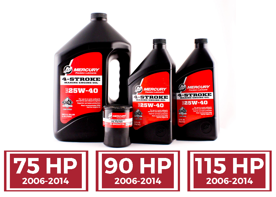 Mercury Marine 75 90 & 115 HP EFI Four Stroke Outboard FC-W 10W-30 Oil Change Kit - See Description for Applicable Models