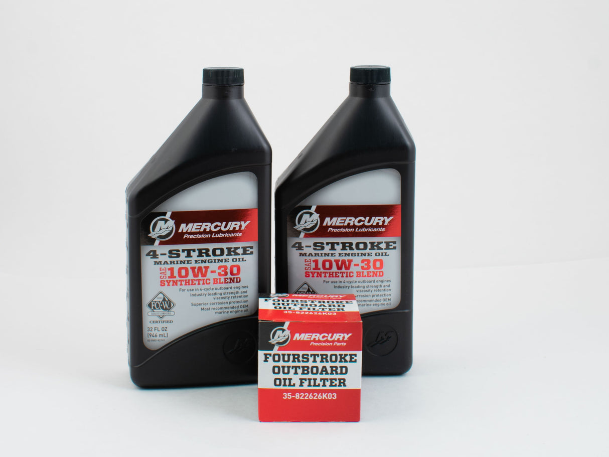Mercury Marine 8 9.9 & 15 HP Four Stroke Outboard FC-W 10W-30 Synthetic Blend Oil Change Kit