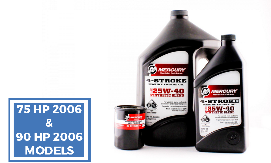 Mercury Marine 2006 75 & 90 HP EFI Four Stroke Outboard FC-W 25W-40 Synthetic Blend Oil Change Kit