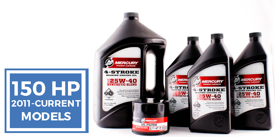 Mercury Marine 150 HP EFI Four Stroke Outboard FC-W 25W-40 Synthetic Blend Oil Change Kit