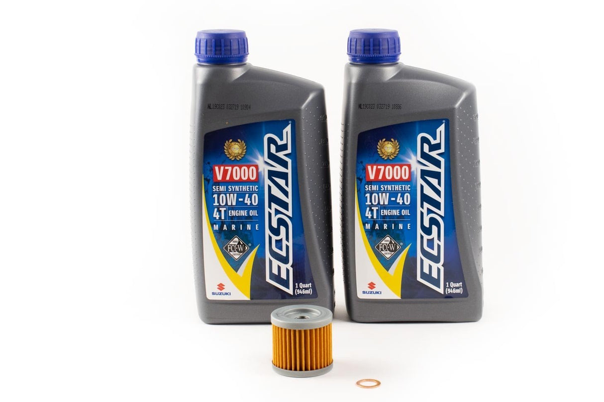 Suzuki Outboard Oil Change Kit - DF9.9 & DF15 (1996-2010) - Ecstar V7000 10W40 Semi Synthetic Marine Engine Oil