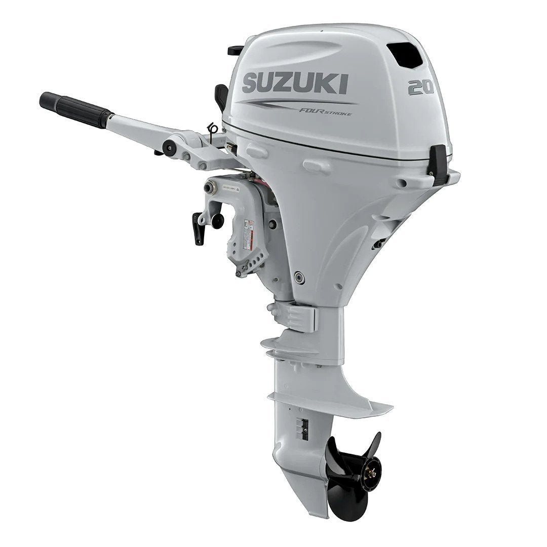 Suzuki Portable Outboard DF20ASW4 - 20 HP - 15" Shaft - Tiller Handle - White