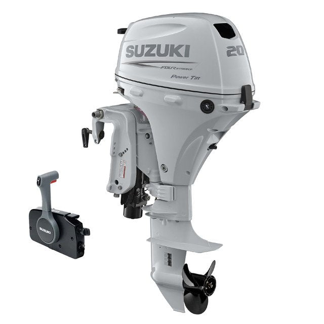 Suzuki Portable Outboard DF20ATSW4 - 20 HP - 15" Shaft - Remote Mechanical Steering - Power Trim - White