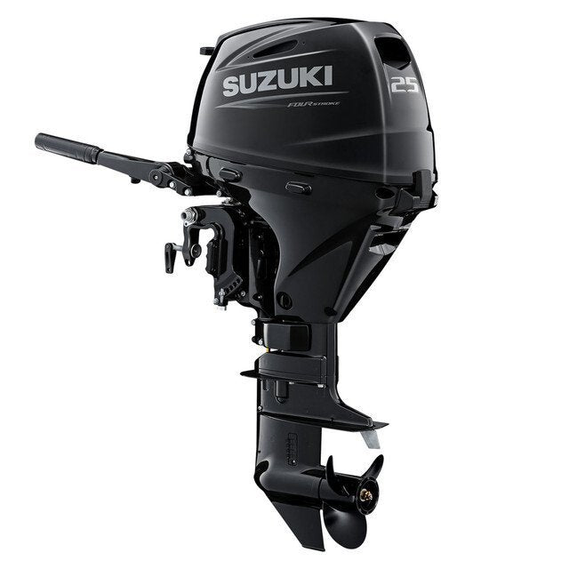 Suzuki Portable Outboard DF25AES4 - 25 HP - 15" Shaft - Tiller Handle - Electric Start