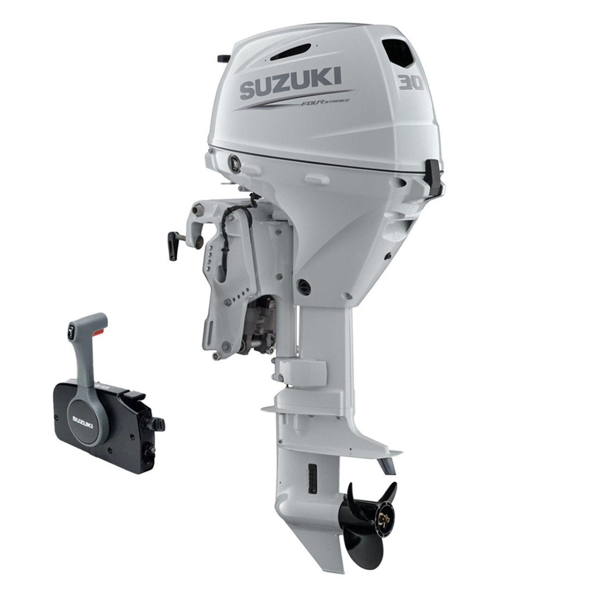 Suzuki Portable Outboard DF30ATLW4 - 30 HP - 20" Shaft - Remote Mechanical Steering - Power Trim/Tilt - White