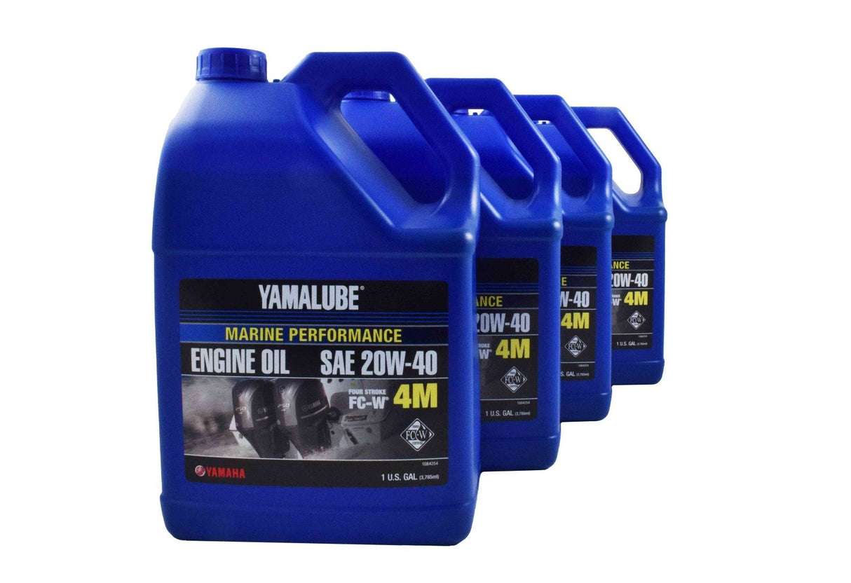 Yamalube 20W40 Outboard Mineral 4M FC-W Marine Engine Oil Gallon - LUB-20W40-FC-04 - 4-Pack