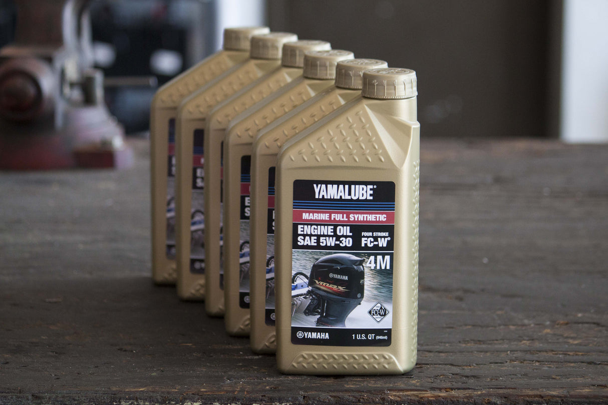 Yamalube 5W30 Full Synthetic 4M FC-W Outboard Marine Engine Oil Quart - LUB-05W30-FC-12 - 6-Pack