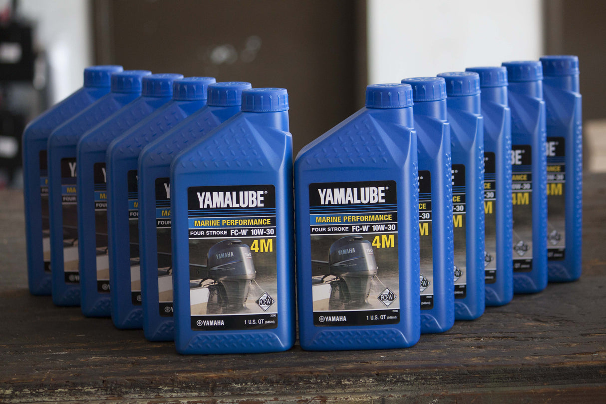 Yamalube 10W30 Outboard Mineral 4M FC-W Marine Engine Oil Quart - LUB-10W30-FC-12 - 12-Pack