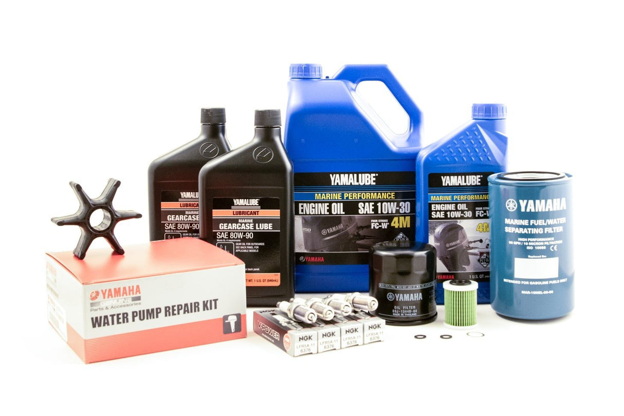 Yamaha F150 - F150A - F150B 100 Hour Service Maintenance Kit with Cooling - Yamalube 10W-30 - 2006-Current