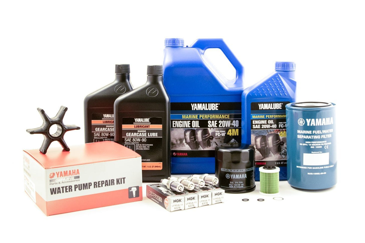 Yamaha F150 - F150A - F150B 100 Hour Service Maintenance Kit with Cooling - Yamalube 20W-40 - 2006-Current