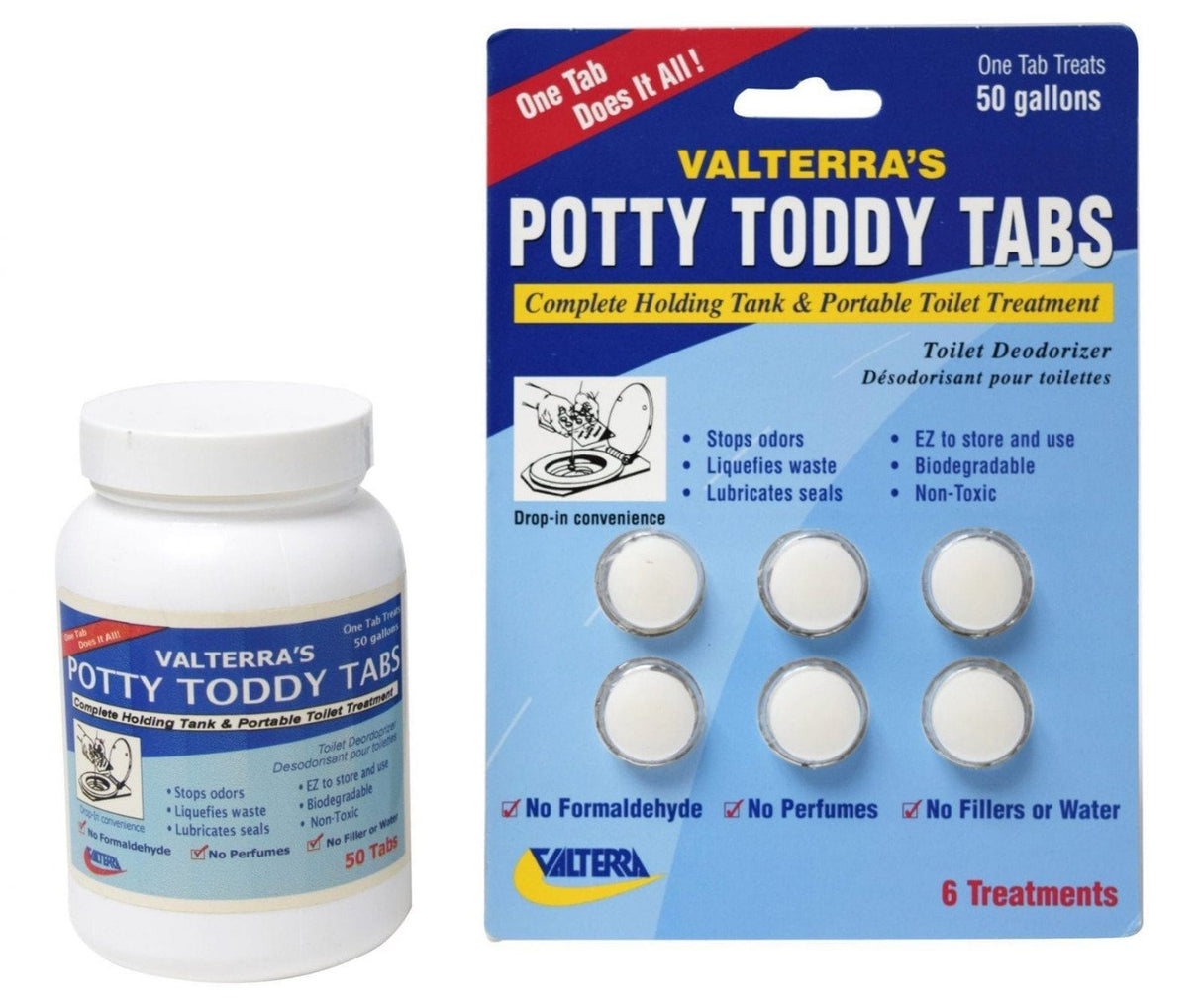 Valterra - Potty Toddy Tabs Non Toxic RV Toilet Odor Neutralizer Tablets - 50 tabs - Q5004