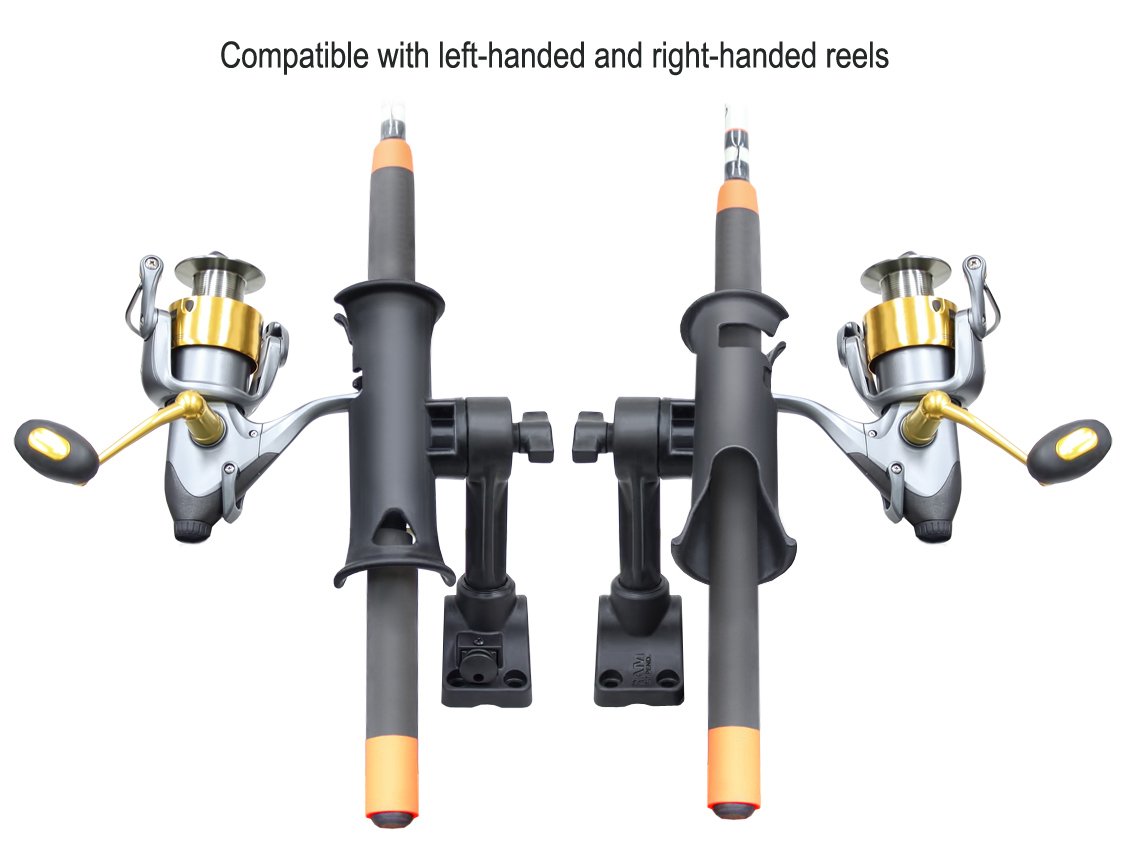 RAM Mount - RAM Tube Jr. Fishing Rod Holder, Standard 4" Length Post Spline & Combo Bulkhead/Flat Surface Base with Plunger - RAP-390-SBMPU