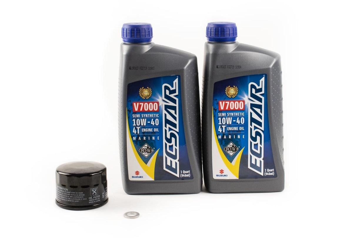 Suzuki Outboard Oil Change Kit - DF25 & DF30 - Ecstar V7000 10W40 Semi Synthetic Marine Engine Oil