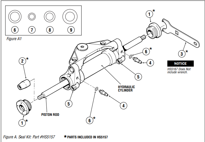 SeaStar - Steering Cylinder Seal Rebuild Kit with Wrench - HS5157