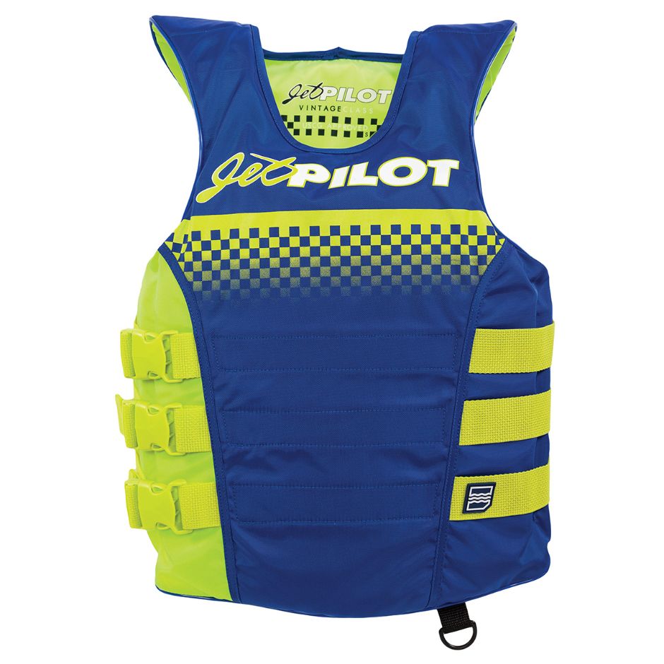 Yamaha Men's JetPilot Vintage Nylon Side Entry 3-Buckle PFD-S - M-Navy/Neon Yellow