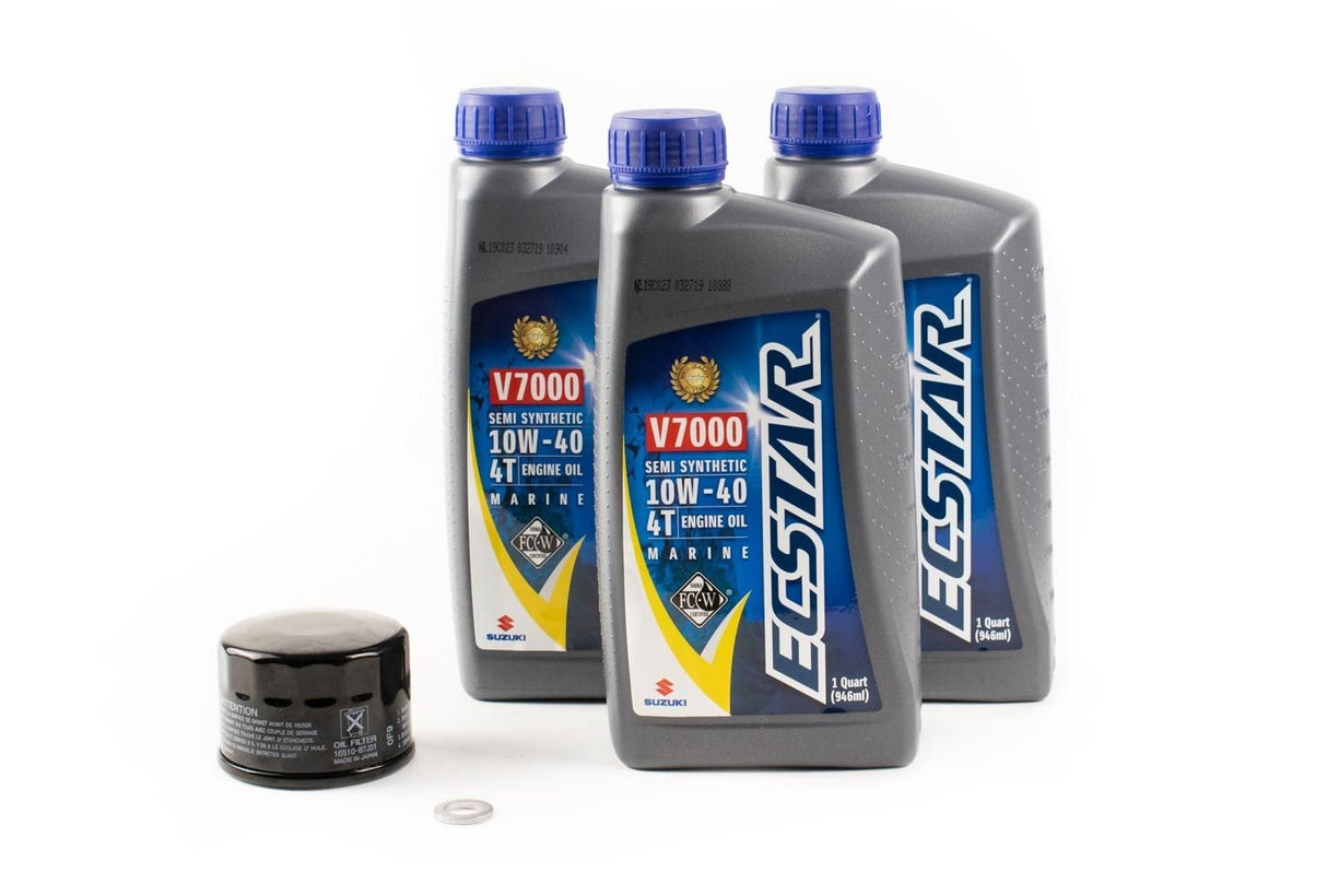 Suzuki Outboard Oil Change Kit - DF40 & DF50 - Ecstar V7000 10W40 Semi Synthetic Marine Engine Oil