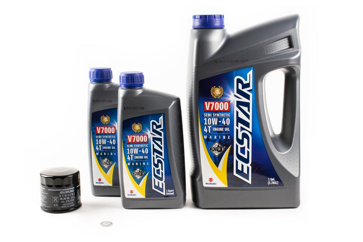 Suzuki Outboard Oil Change Kit - DF140 - Ecstar V7000 10W40 Semi Synthetic Marine Engine Oil