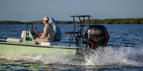 new outboard motor during break-in period on the water.