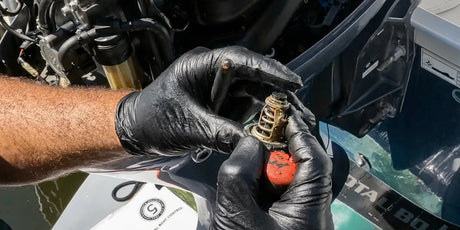 Yamaha STEP-BY-STEP outboard motor thermostat replacement parts and tools for a successful DIY repair project