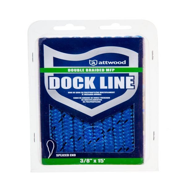 Attwood Marine - Double Braid MFP Dock Line - 3/8" x 15' -  Blue - 117027