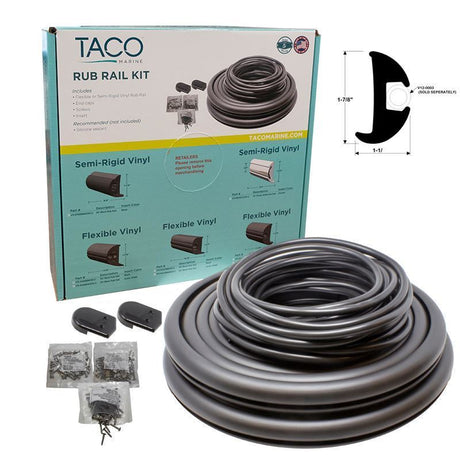 TACO - Flex Vinyl Rub Rail Kit - Black with Black Insert - 70' - 1-7/8" x 1-1/16" - V11-2423BBK70-2