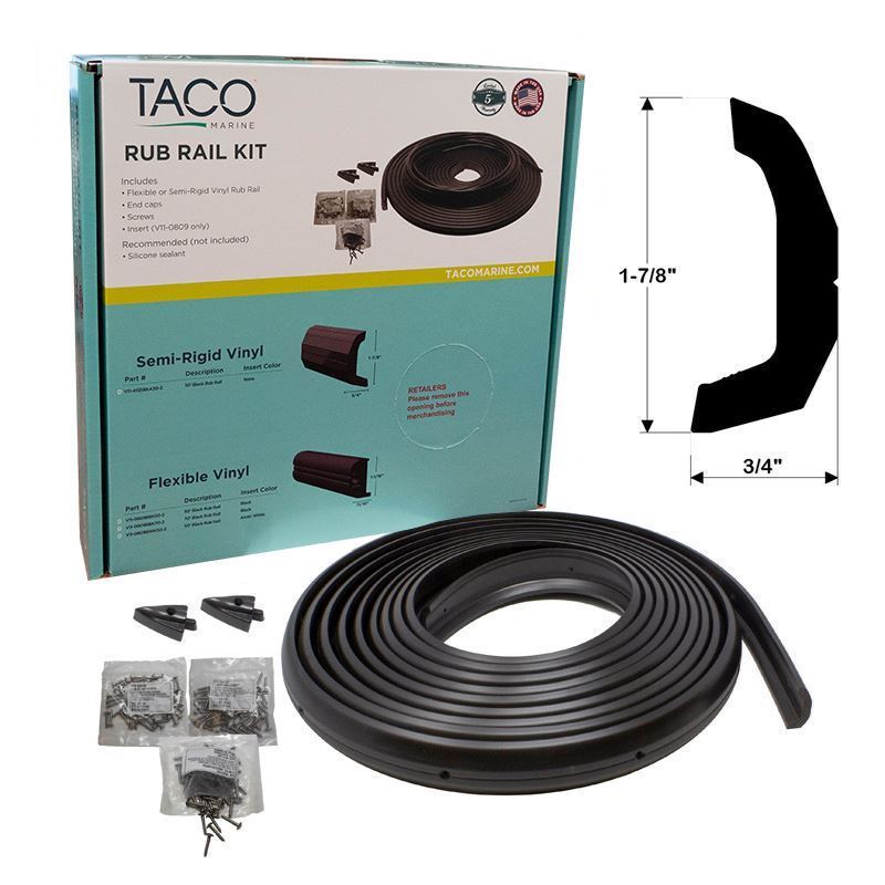 TACO - Semi-Rigid Rub Rail Kit - Black with No Insert - 30' - V11-4135BKA30-3