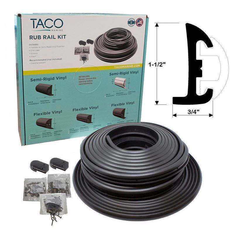 TACO - Semi-Rigid Rub Rail Kit - Black with Black Insert - 50' - V11-9795BBK50D-2