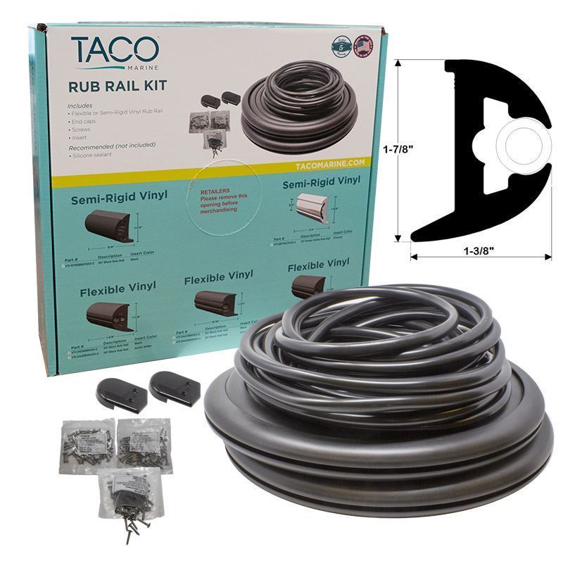 TACO - Flex Vinyl Rub Rail Kit - Black with Black Insert - 50' - 1-7/8" X 1-3/8" - V11-3426BBK50-2