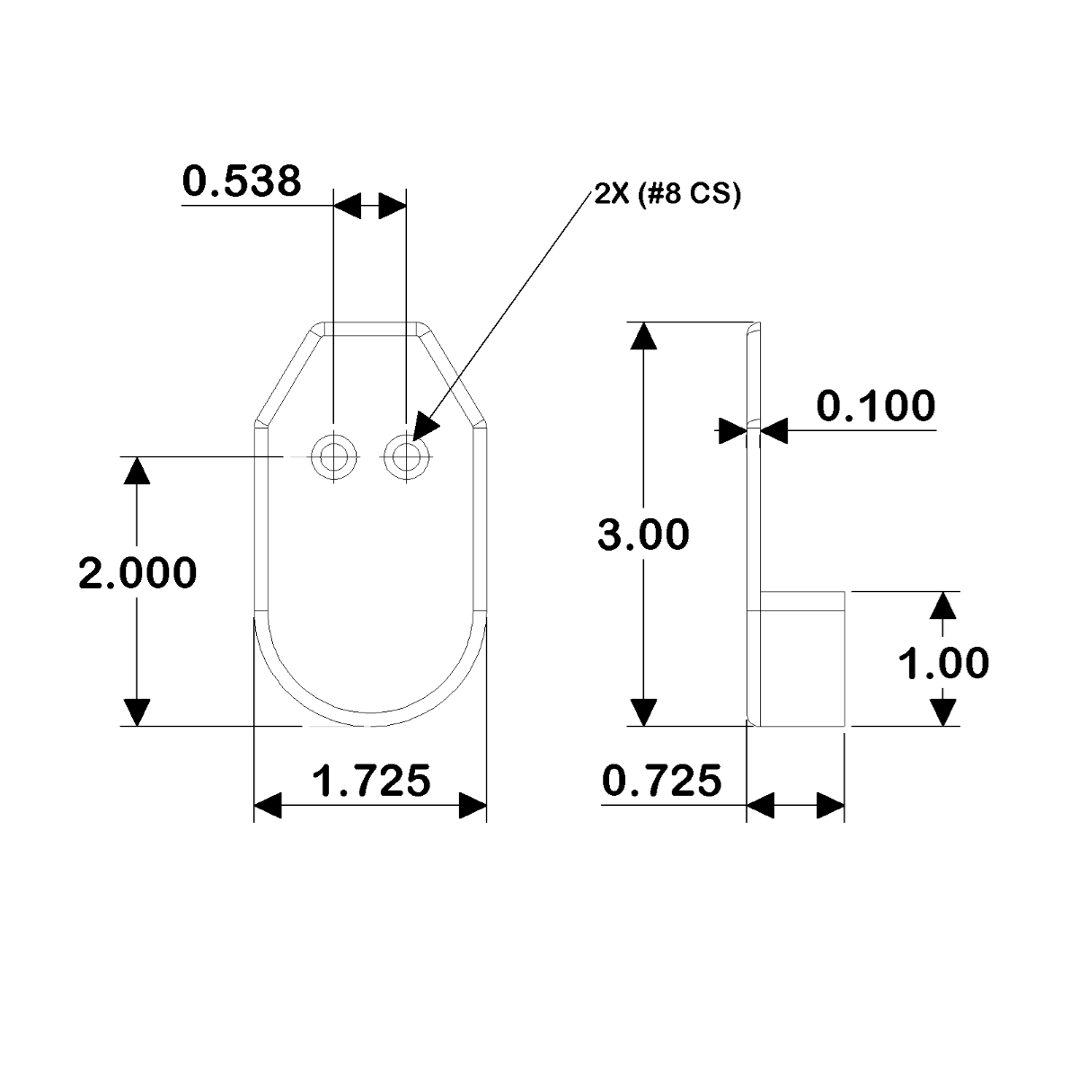 Taco Metals - Rub Rail End Caps - 1-9/16" - 2 per Card - F900002BKN1