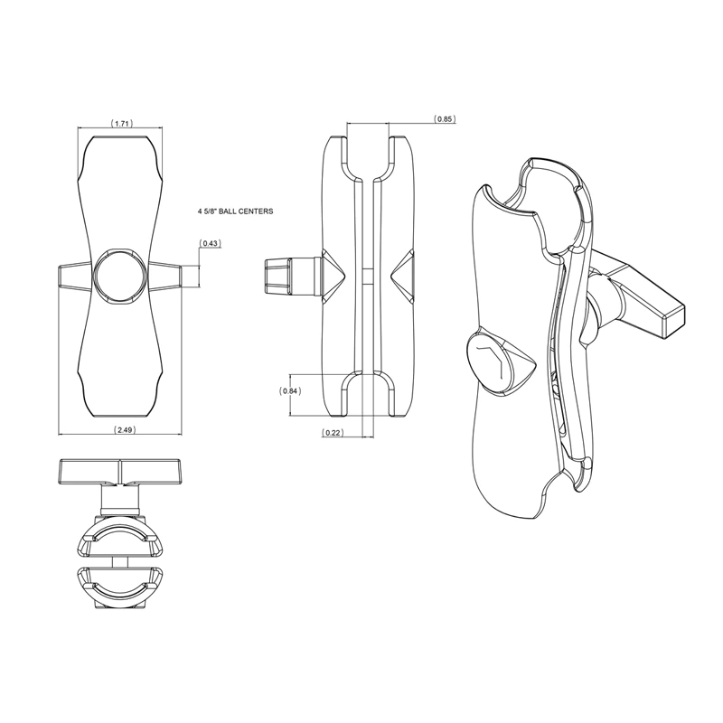 RAM Mounts - STANDARD ARM FOR 1" BALL BASE - RAMB201U