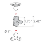 RAM Mounts - SHORT ARM FOR 1" BALL BASE - RAMB201UA