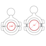 RAM Mount - Torque 1-1/8" - 1-1/2" Diameter Handlebar/Rail Base w/1" Ball - RAM-B-408-112-15U