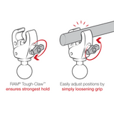 RAM Mounts - Tough Claw Base WITH double Socket Arm And 1.5" Round Base Adapter - RAP400202