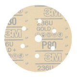 3M - Hookit Gold Disc Dust Free 236U - 6 inch - P80 Grit - 75 Pack - 01083
