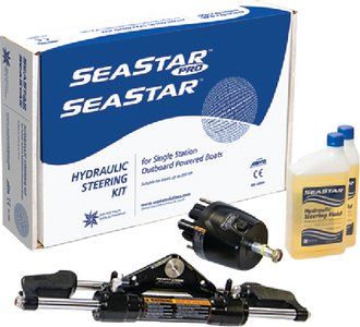 Seastar - 3 Steering Kit System w/ 1.7 Helm, Pivot Cylinder & Hydraulic Oil