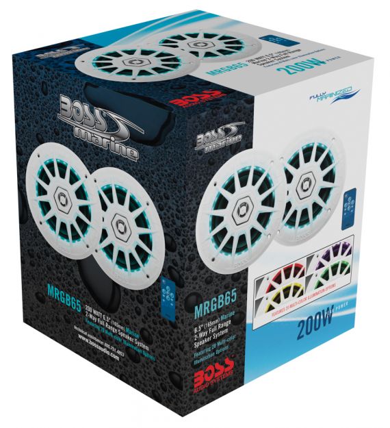 Boss Audio - MRGB65 Coaxial Marine 6.5" Speakers with RGB LED Lights - MRGB65