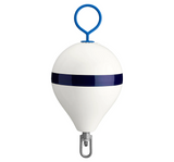 Polyform - Mooring Buoy w/Iron - 17" x 22" - White w/ Blue Stripe - CM-3 WH-STR