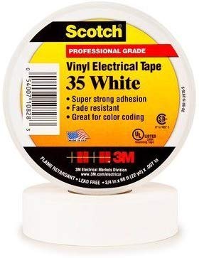 3M - Scotch Vinyl Electrical Tape - 3/4 inch x 66 feet x 7 mil - White - 10828