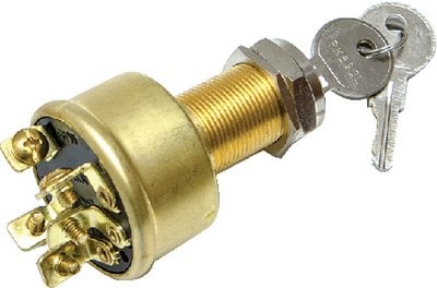 Sierra - Magneto 3 Position 1 1/8" Brass 5 Screw Terminal 12V 10 Amp Ignition Starter Switch - MP39040