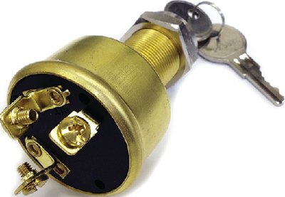 Sierra - Conventional 3 Position 1 1/8" Brass 3 Screw Terminal 12V 15 Amp Ignition Starter Switch - MP390601