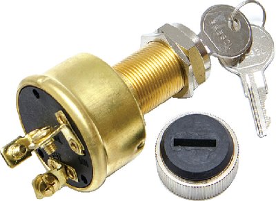 Sierra - Conventional 3 Position 1 1/8" Brass 3 Screw Terminal 12V 15 Amp Ignition Starter Switch - MP390801