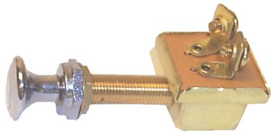 Sierra - Waterproof Off/On 2 Screw Terminal SPST Push-Pull Switch Chrome & Brass Knob - MP39380