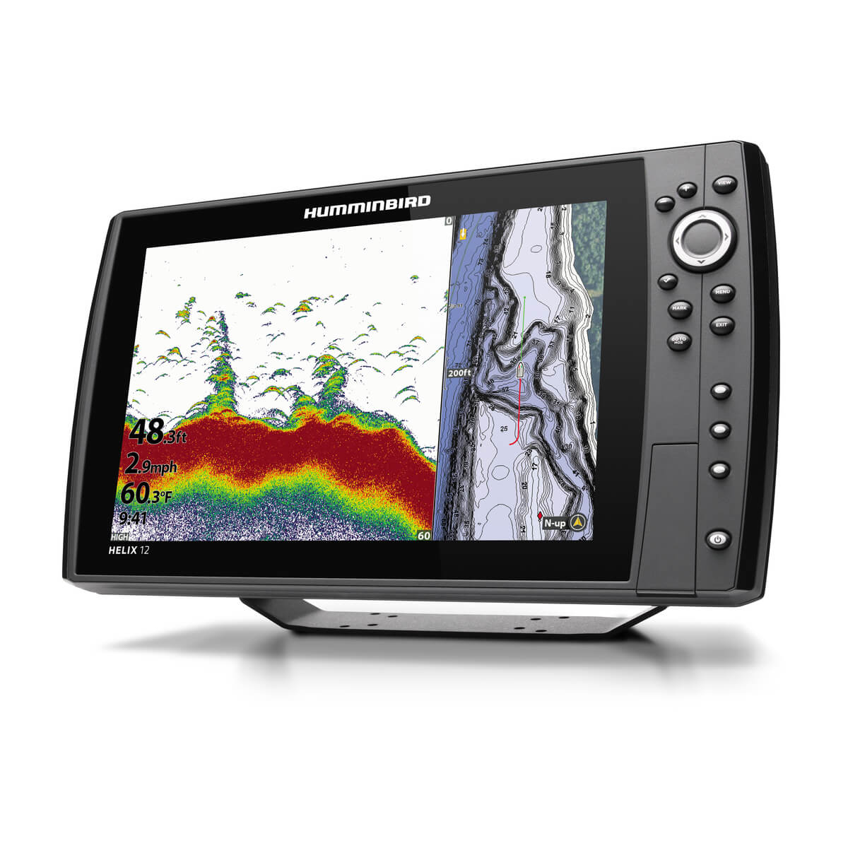 Humminbird - HELIX 12 CHIRP Fishfinder/GPS Combo G3N with Transom Mount Transducer - 410900-1