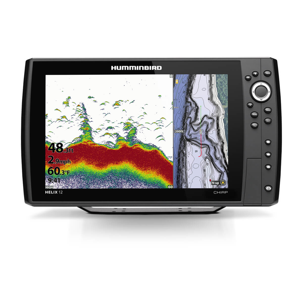 Humminbird - HELIX 12 CHIRP Fishfinder/GPS Combo G3N with Transom Mount Transducer - 410900-1